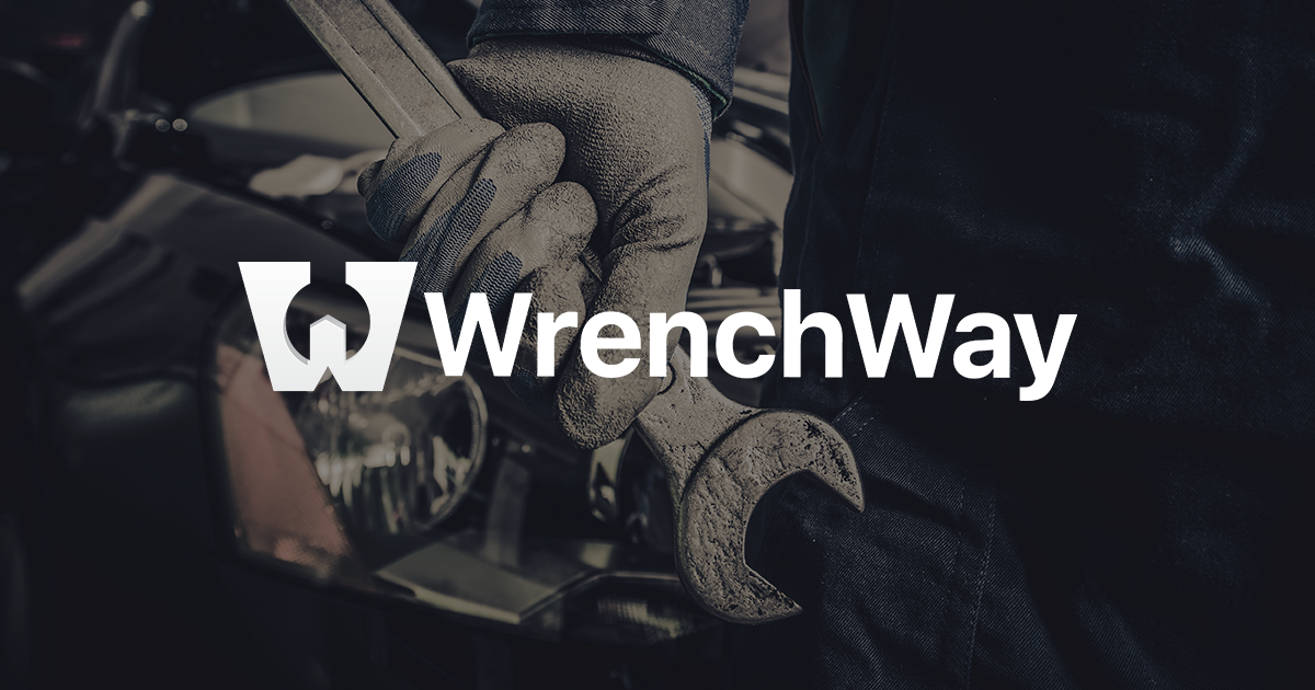 WrenchWay website banner of a technician holding a wrench