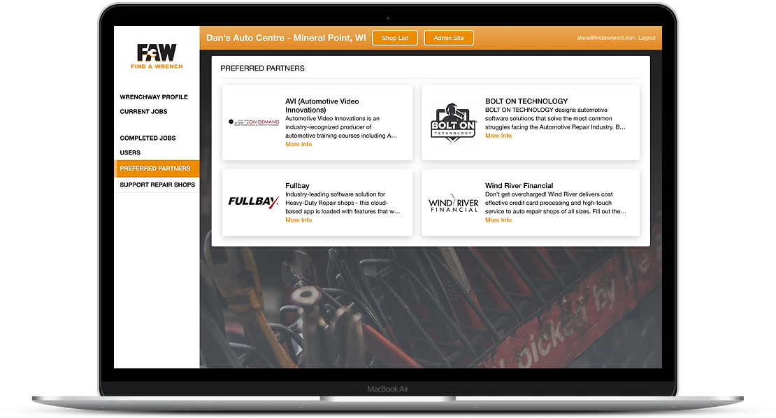 preferred partners on the wrenchway online portal