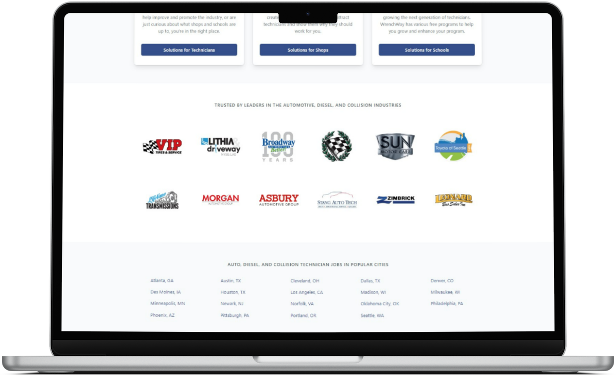 Featured Customers on WrenchWay Homepage