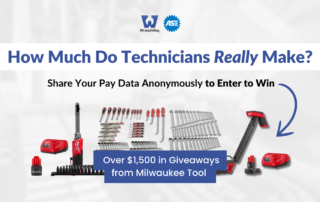 Enter to win Milwaukee Tools by submitting your pay information on WrenchWay & ASE's Online Pay Tool